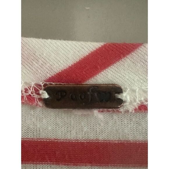 POOF! Women’s (L) red white striped Top ￼3/4 SL Cotton Blend Pullover - Picture 4 of 5